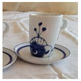 Porsgrund Norway Porcelain Blue and White Cup & Saucer Pair