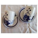 Porsgrund Norway Porcelain Blue and White Cup & Saucer Pair