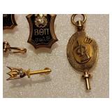 Vintage Jeweled Gold Fraternity Sorority Pins ~ Beta Theta Pi and Delta Delta Delta