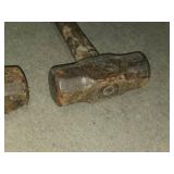 Pair of Vintage Sledge Hammers with Wooden Handles