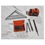 Assorted Hand Tools and Measuring Tape