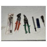 Hand Tools Including Pliers, Screwdriver, Ruler, and Snips