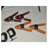 Assorted Clamps Including C-Clamps and Spring Clamps