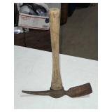 Vintage U.S. Mattock Tool with Wooden Handle