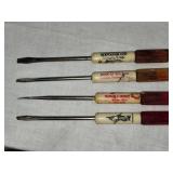 4 Vintage Advertising Screwdrivers from Franklin & Swenson, Bank of Willmar, Carrington Elevator