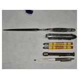 Vintage Lot of Collectible Pencils, Letter Opener