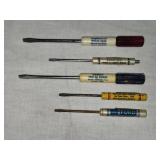 Vintage Set of 5 Advertising Screwdrivers from Local Repair Services: Roseland Garage, Wm. R. Johnson Motors, Pure Oil and More