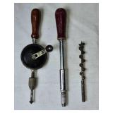Vintage Stanley Tool Set including Auger Bit, Ratchet Set, and Crank Drill