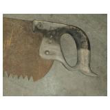Antique Hand Saw with Wooden Handle, Just Under 5 Feet Long
