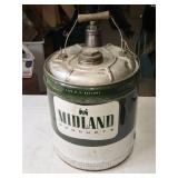 Vintage Midland 5 Gallon Steel Can with Handle