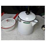 Vintage Enamel Cookware - Teapot and Two Saucepans
