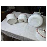 Vintage Enamel Cookware - Teapot and Two Saucepans