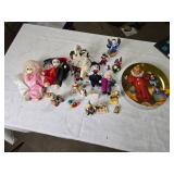 Collection of Vintage Clown Figures and Decoratives Including Plate