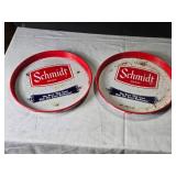 Set of 2 Vintage Schmidt Beer Trays