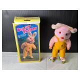 Vintage Bunny Skates Plush Toy with Roller Skates and Original Box
