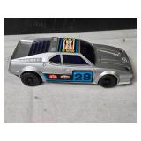 Vintage BMW Race Car Toy - Silver with Colors #28 - Plastic
