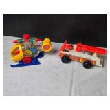 Vintage Fisher-Price Toy Fire Engine and a Toy Helicopter