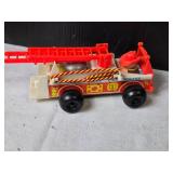 Vintage Fisher-Price Toy Fire Engine and a Toy Helicopter