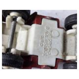 Lot of Vintage Toy Vehicles - Pickup Truck, Red Tractor, Trailer, and Inflatable Boat