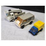 Lot of 3 Vintage Tonka Trucks - Bell System Utility Truck, Van, and Yellow Pickup