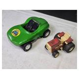 Tonka Green Sports Car and Red Tractor