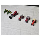 Collection of 5 Small Toy Tractors and Farm Equipment