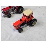 Collection of 5 Small Toy Tractors and Farm Equipment