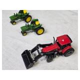 Collection of 5 Small Toy Tractors and Farm Equipment