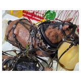 Foxfire Farm Cold Cast Porcelain Team and Driver with John Deere Sulky Rake