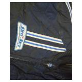 Vintage Sno Jet Polarwear Ski Suit with Blue and White Stripes, Size Unknown