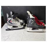 2 Pair of Hockey Ice Skates: Tuke and Tour with Red Laces - Sizes 10 and 12