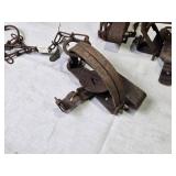 Lot of 6 Vintage Steel Animal Traps with Chains