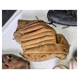 Set of 2  Baseball Gloves One Right Hand, One Left Hand and 3 Balls (2 Baseballs and 1 Softball)