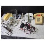 Collection of 6 Vintage Telephones with Various Accessories
