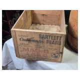 Vintage Wooden Barrel and Bartlett Pears Crate Set