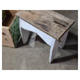 Set of 2 Vintage Wooden Crates and 1 Small White Stool