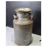 Vintage Galvanized Milk Can with Handle - 19" Tall
