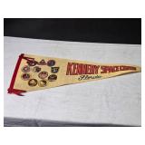 Vintage Kennedy Space Center Pennant with Apollo Mission Patches