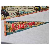 Collection of 3 Vintage Souvenir Pennants from Arizona - Tombstone & More