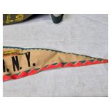 Set of 4 Vintage Souvenir Pennants from Rochester, Wiscon Dells, and Mount Rushmore