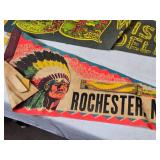 Set of 4 Vintage Souvenir Pennants from Rochester, Wiscon Dells, and Mount Rushmore