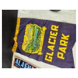 Collection of 6 Vintage Souvenir Felt Pennants from Various Locations - Alaska, Utah, Montana