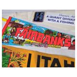 Collection of 6 Vintage Souvenir Felt Pennants from Various Locations - Alaska, Utah, Montana