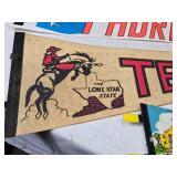 Collection of 4 Vintage Texas Souvenir Pennants - Alamo, San Antonio, Padre Island, Texas