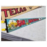 Collection of 4 Vintage Texas Souvenir Pennants - Alamo, San Antonio, Padre Island, Texas