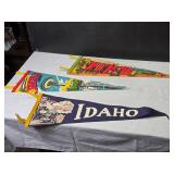 Set of 3 Vintage State Pennants: Illinois, Seattle, Idaho
