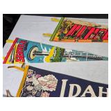 Set of 3 Vintage State Pennants: Illinois, Seattle, Idaho