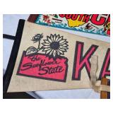 Collection of 4 Vintage Travel Pennants - Kansas, North Carolina, South Carolina