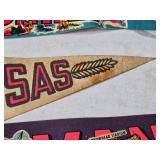 Collection of 4 Vintage Travel Pennants - Kansas, North Carolina, South Carolina