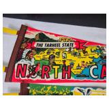 Collection of 4 Vintage Travel Pennants - Kansas, North Carolina, South Carolina